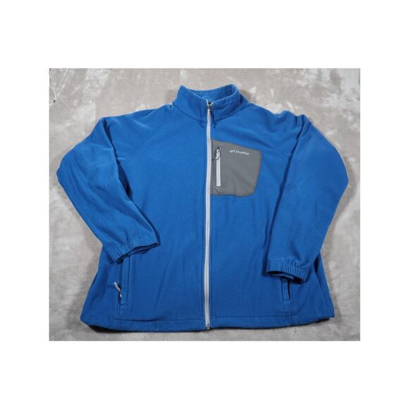 Columbia Jacket Mens XL Blue Full Zip Fleece Outdoor Layer Pocket Lightweight - Picture 1 of 6